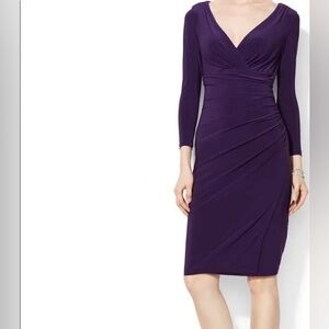 Ralph Lauren Faux Wrap Long Sleeve Sheath Dress size 10 purple